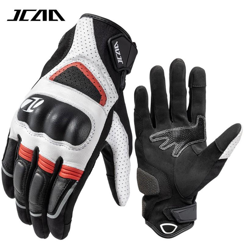 Full Finger Motorcycle Gloves Men Women - Sheepskin Leather Anti-Slip Shock Absorbing Breathable Outdoor Riding