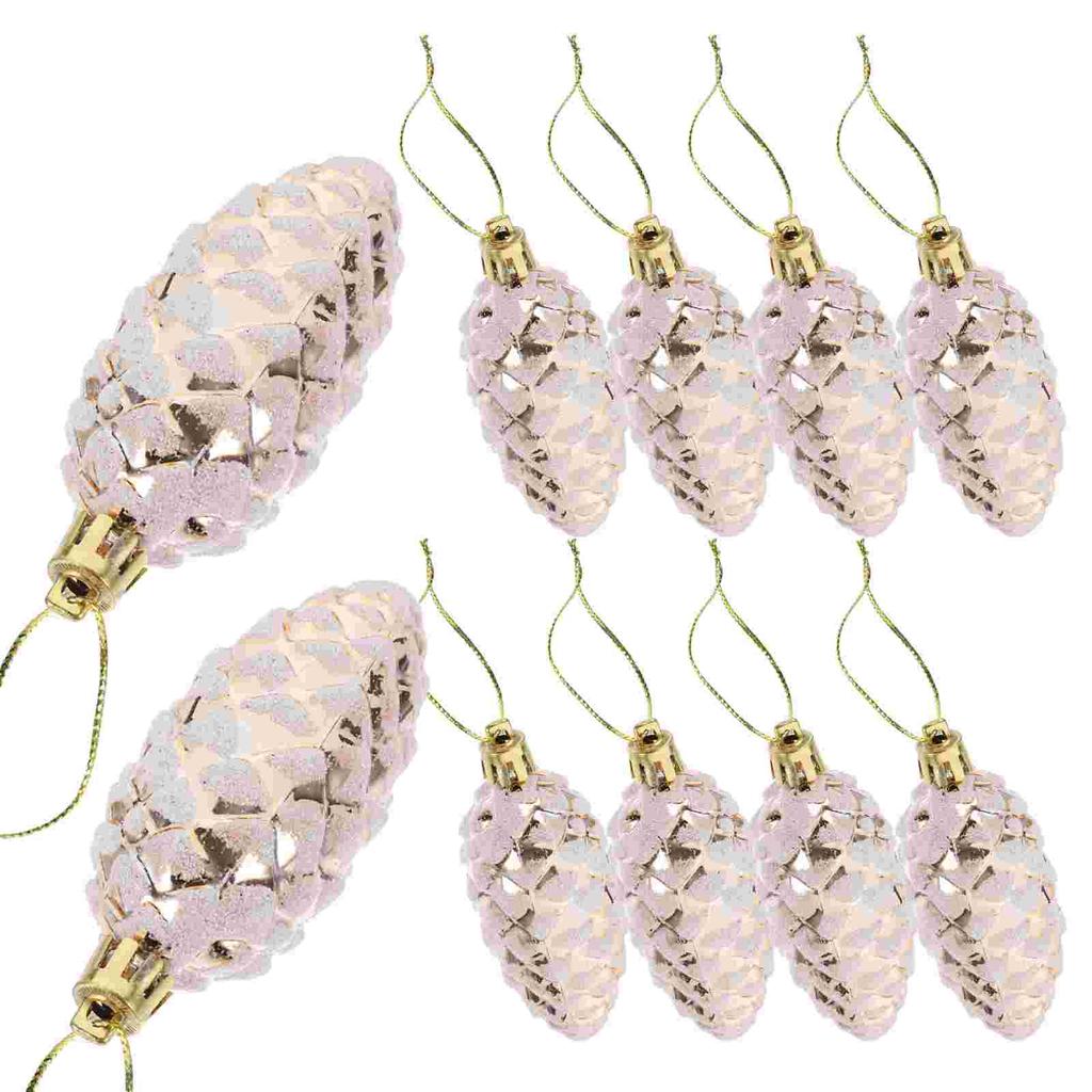 10 Pcs Accessories Christmas Decoration Plastic Painted Pine Cone Balls Tree Trees Xmas Ornaments