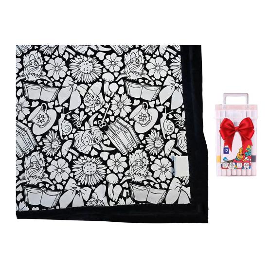 DIY Coloring Blanket Color Your Own Blanket Art Project with Markers Washable Color Art Craft Throw Blanket for Home Decor Holiday Party Activity