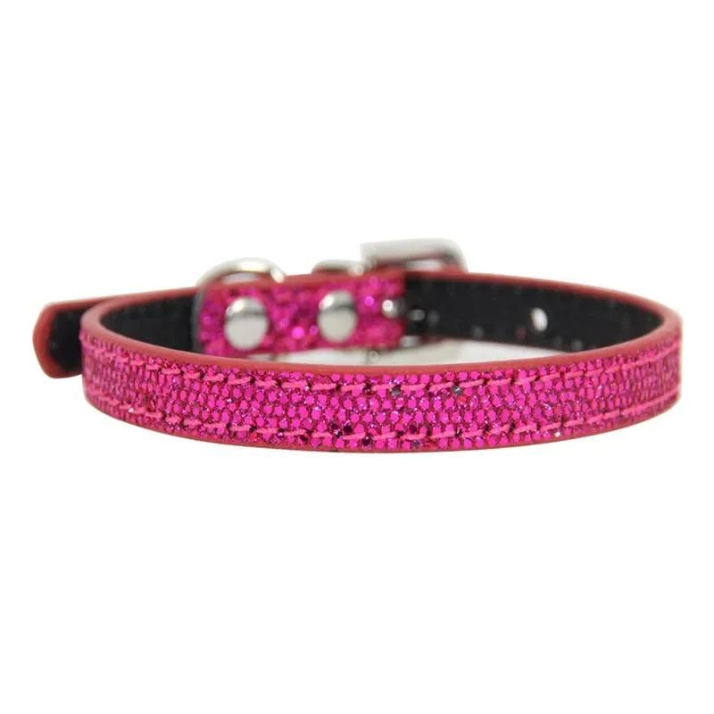 Rhinestones Small Dog Cat Collar Leather PU Adjustable Pet Collar Luxury Decoration Necklace for Kitten Puppy Chihuahua Supplies