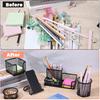Black Mesh Pen Holder for Desk Pencil Holders 5 Pieces Desk Organizer Office Supplies Caddy with Sticky Notes Holder for Office Home
