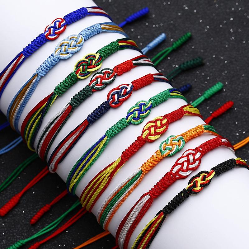 10 Colors Flag Colored Bracelet Unisex Handmade Weaven String Braslet Prayer Meditation Lucky Fabric Braclet Couple Brazalete