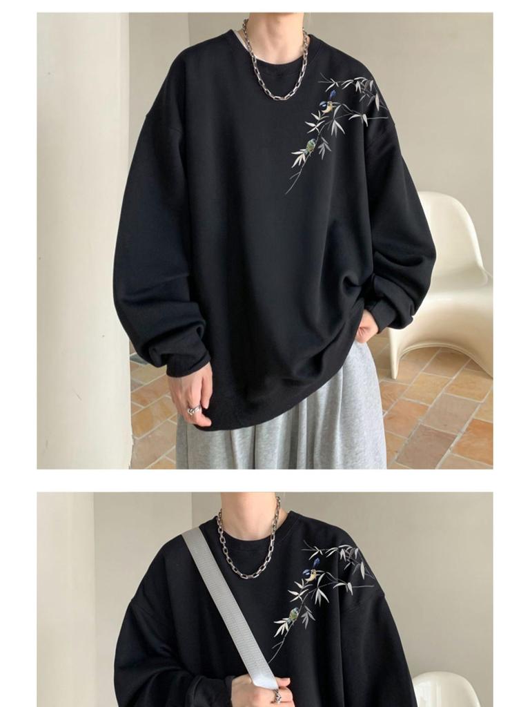 Men's Autumn/Winter Thick Printed Hoodie – Trendy Velvet-Lined Long Sleeve Outerwear