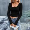 Women's Fashion Loose-Fit Round Neck Solid Color Long-Sleeve Top