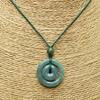 [Stone Street] High-quality Dark Jadeite Mother-child Peace Clasp Round Cord Necklace Natural Stone Genuine Jadeite