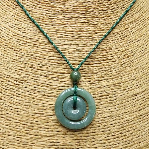 [Stone Street] High-quality Dark Jadeite Mother-child Peace Clasp Round Cord Necklace Natural Stone Genuine Jadeite