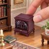 Tabletop Miniature Decor 1:12 Dollhouse Fireplace with LED Light Vintage Mini Stove Furniture Accessory 1 12 Scale Light Up Model for Doll