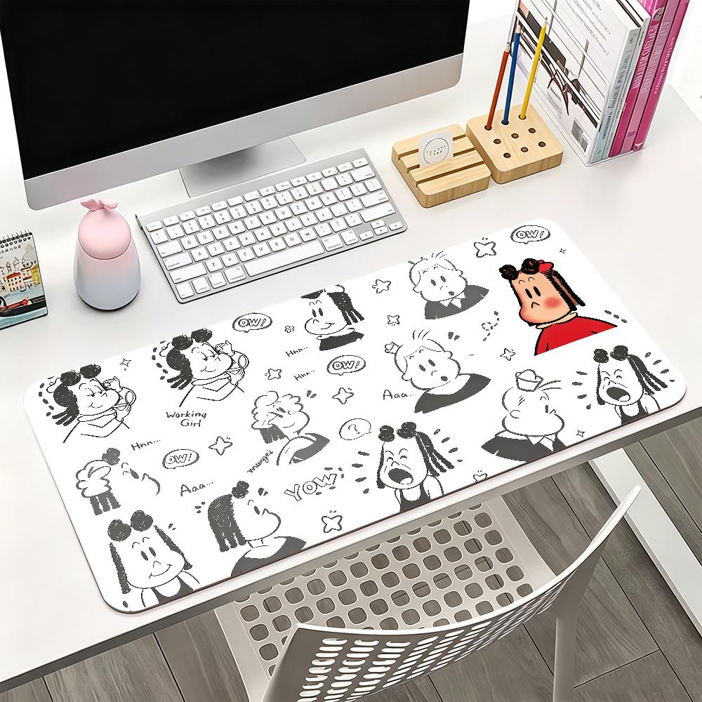 Cartoon The Little Lulu Show Mouse Pad Square Office Gaming Desk Mat Waterproof Non-Slip Rubber Decorative