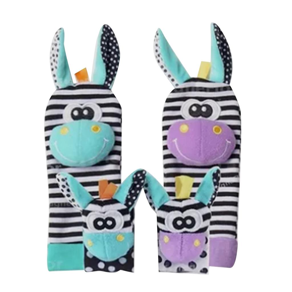 Baby Wrist Rattle Foot Finder Socks Set Animal Shape Plush Stuffed Baby Socks Toys for Newborn Boy Girl 005