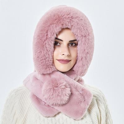 Sonbahar ve Kış kadın Şapkaları Sıcak Eşarp Peluş Eşarp Hepsi Bir Arada Kazak Kap Kulak Koruyucu Rüzgar Geçirmez Sürme Şapkası