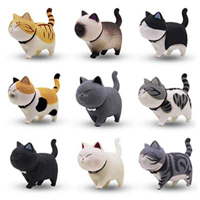 9Pcs Cute Rotary Cartoon Doll Cat Toy Desktop Ornament Cake Decor Kids Gift