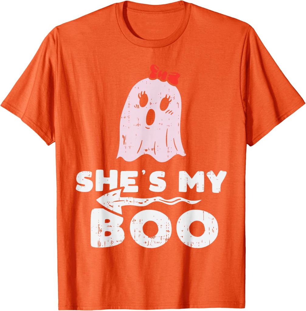 Hesshes My Boo Cute Matching Couple Halloween Tshirt Unisex Unisex Short Sleeve Spooky Season Tops Girlfriend Boyfriend Tshirts
