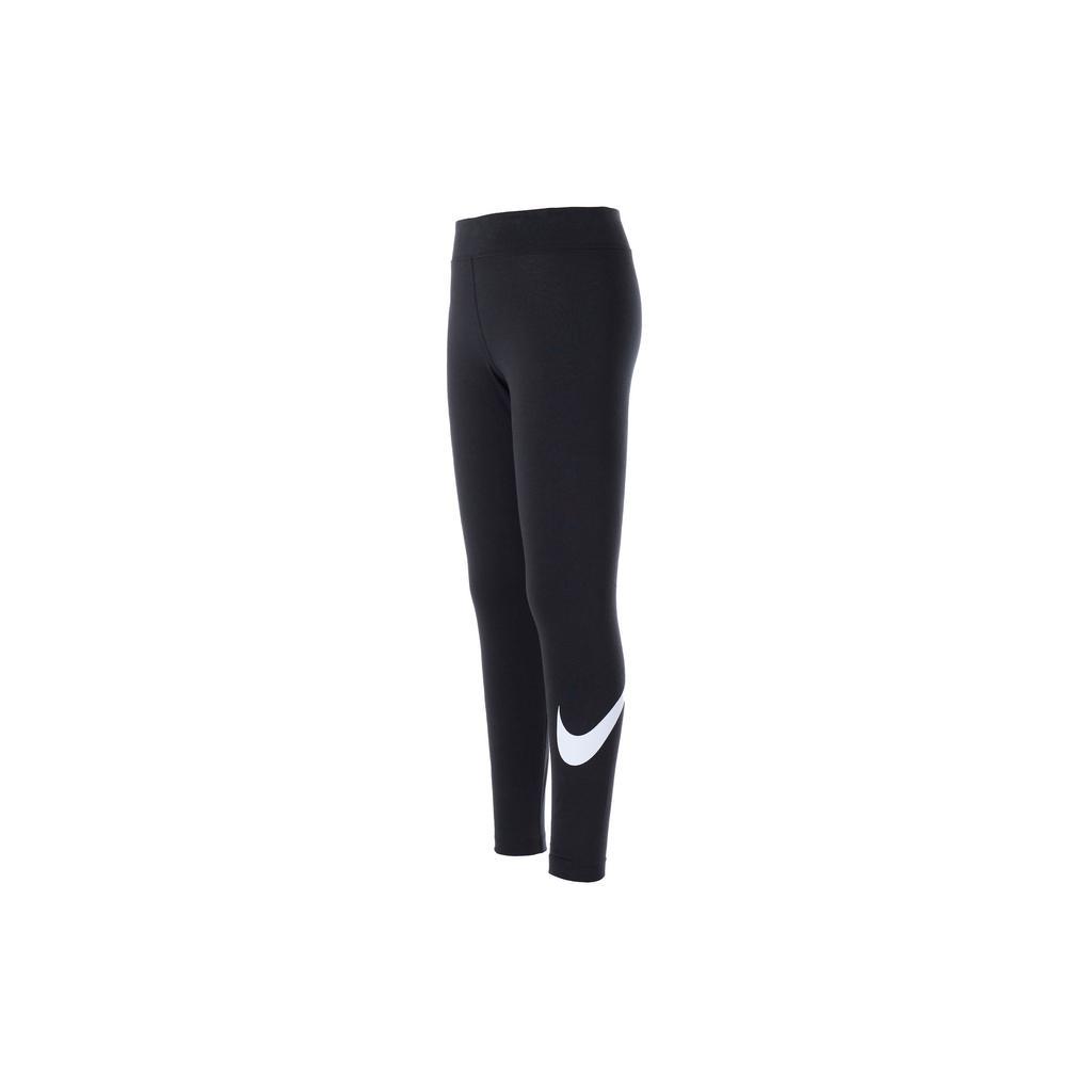 Nike Sportswear Essential Swoosh Logo Mid-Waist Slim Fit Fitness Pants Women Bottoms Black CZ8531-010