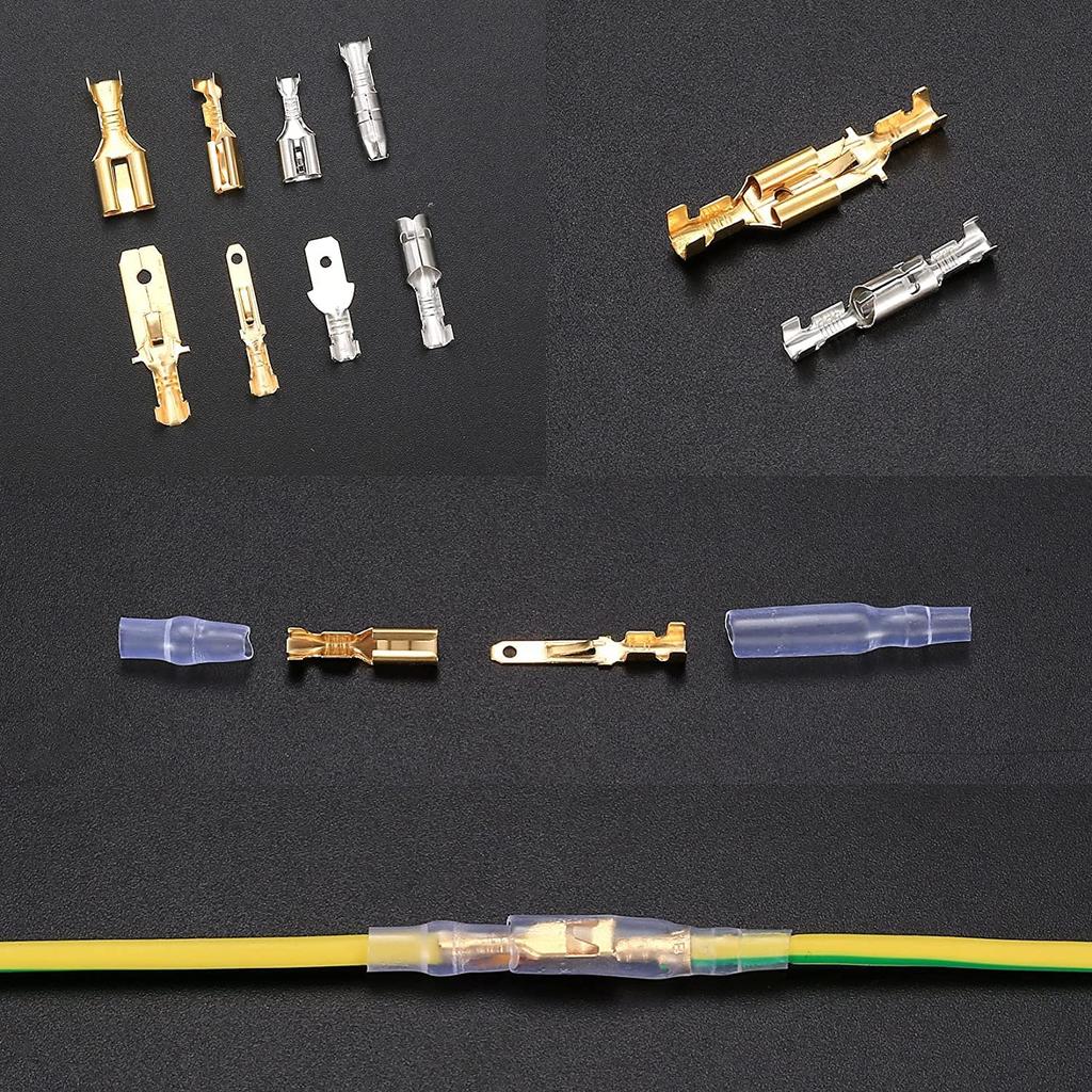 150 Pcs 2.8/4.8/6.3mm Quick Splice Male and Female Wire Spade Connectors, Wire Crimp Terminal Block Assortment Kit with Insulating Sleeve, for