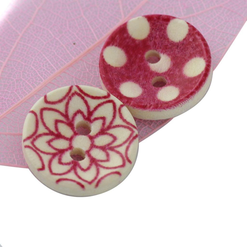 Pack of 100 Painted Colors Round DIY Wooden Buttons for Sewing and Crafting