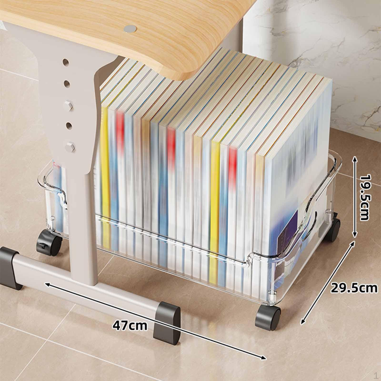 under Desk Book Storage Bin Container Multi Function Organizer Cart for