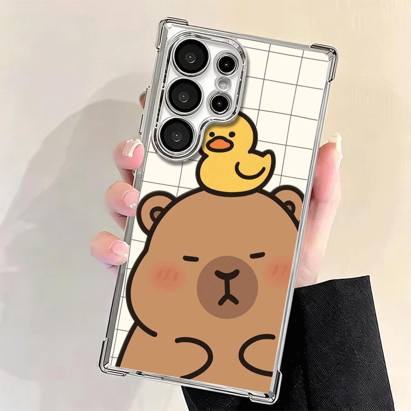 Funny Capybara Cartoon Cute Plating Phone Case For Samsung Galaxy S24 S25 FE S26 Edge S23 Ultra S22 S21 Plus S20 Anti-Fall Airab