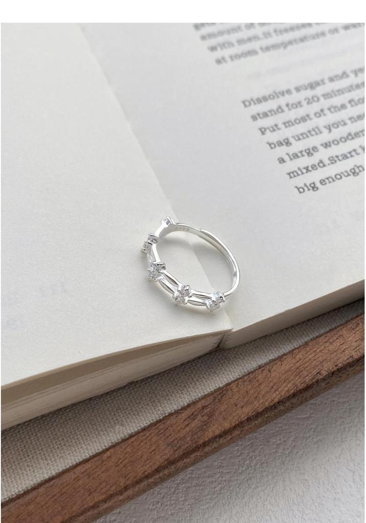 S999 Sterling Silber Zirkon Doppel-Schicht-Ring - Elegant, Vielseitig & Verstellbares Offenes Finger Design für Damen mit Hochwertigem Glanz.