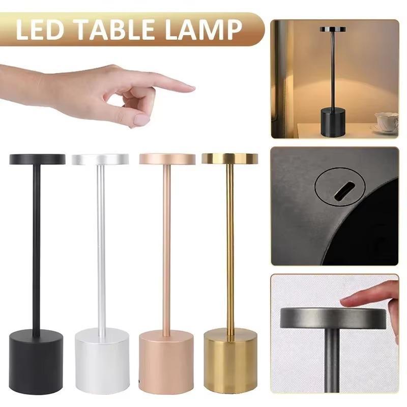 Simple LED Rechargeable Touch Metal Table Lamp Three Colors Bedside Cordless Desk Lamp Bar Outdoor Decoration Led Night Light