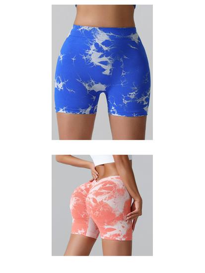 Peach Butt Lift High Waist Tie-Dye Yoga Shorts - Tummy Control Slimming Sportswear