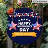 2D Flat, 1pc Round "Happy Independence Day" Aluminum Hanging Sign, Patriotic USA Flag Star Bunting Design, Rustic 4th of July Metal Wall Decor