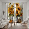 2pcs HD Thanksgiving Vase Sunflower Pumpkin Curtain Yellow Tie Digital Printed Curtain Home Decor Style Decorate Living Room