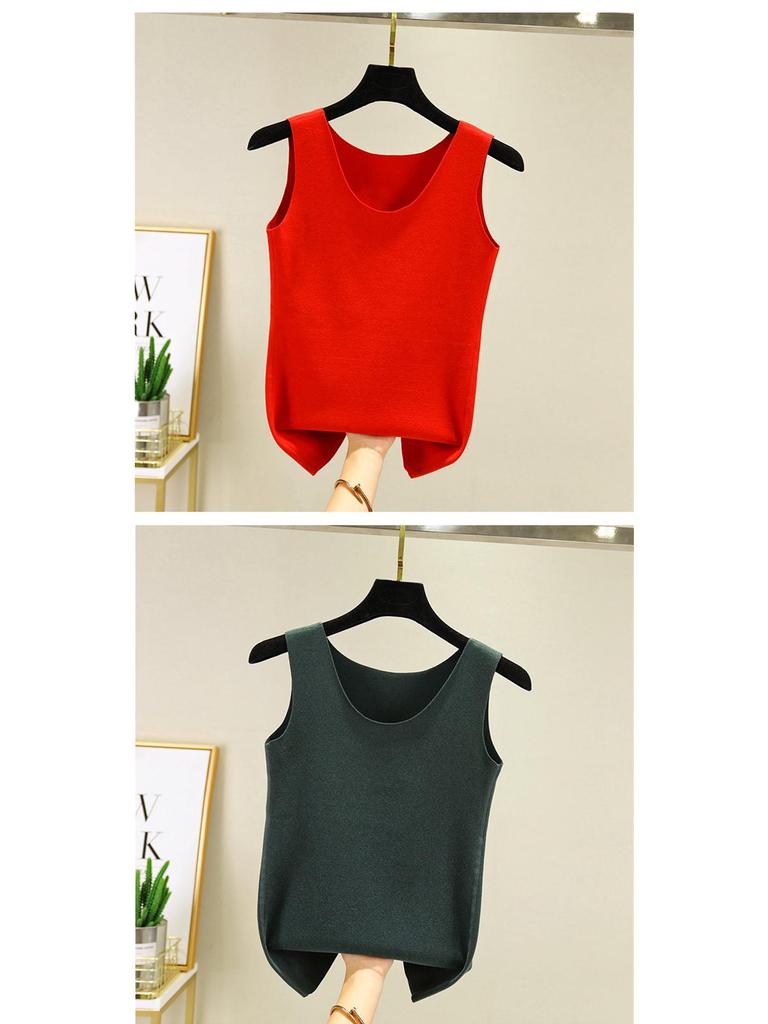 Women's Slim Double-Faced Fleece Vest: Warm Seamless Cotton Bottoming Shirt for Autumn and Winter