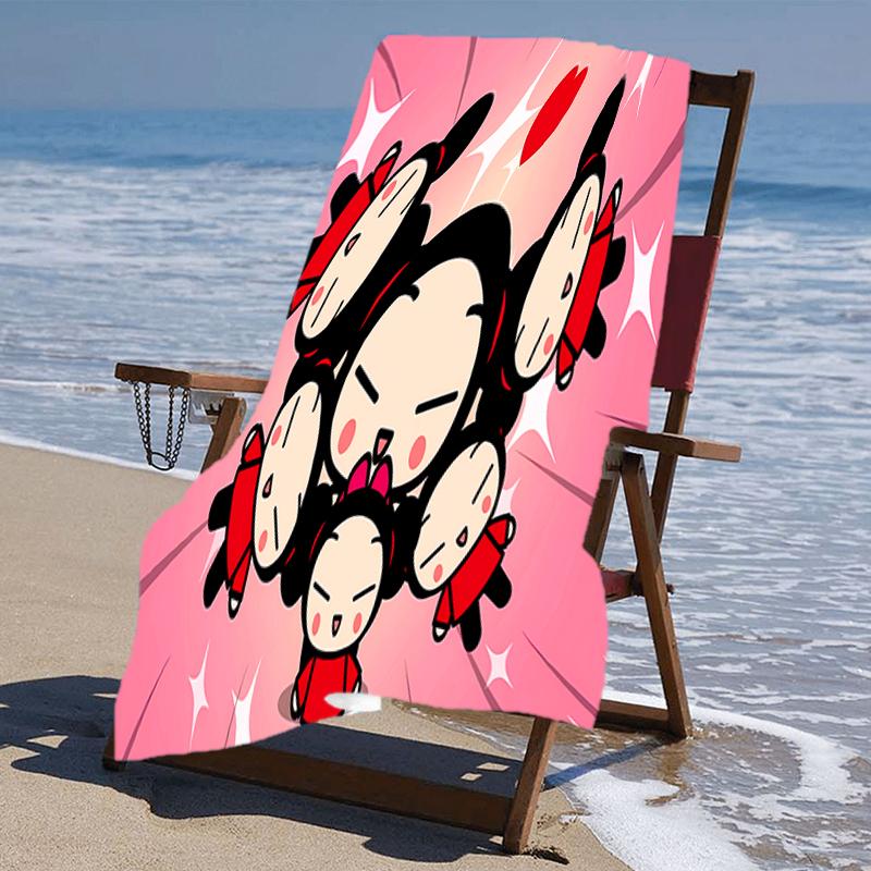 proof beach towel with a Pucca3 pattern - soft,absorbent,quick-drying,machine washable - perfect for swimming,camping,bathing