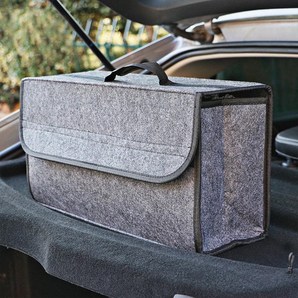 Soft Felt Car Trunk Organizer Boot Storage Bag Anti-Slip Compartment Tool Storage Box Automobile Interior Accessories