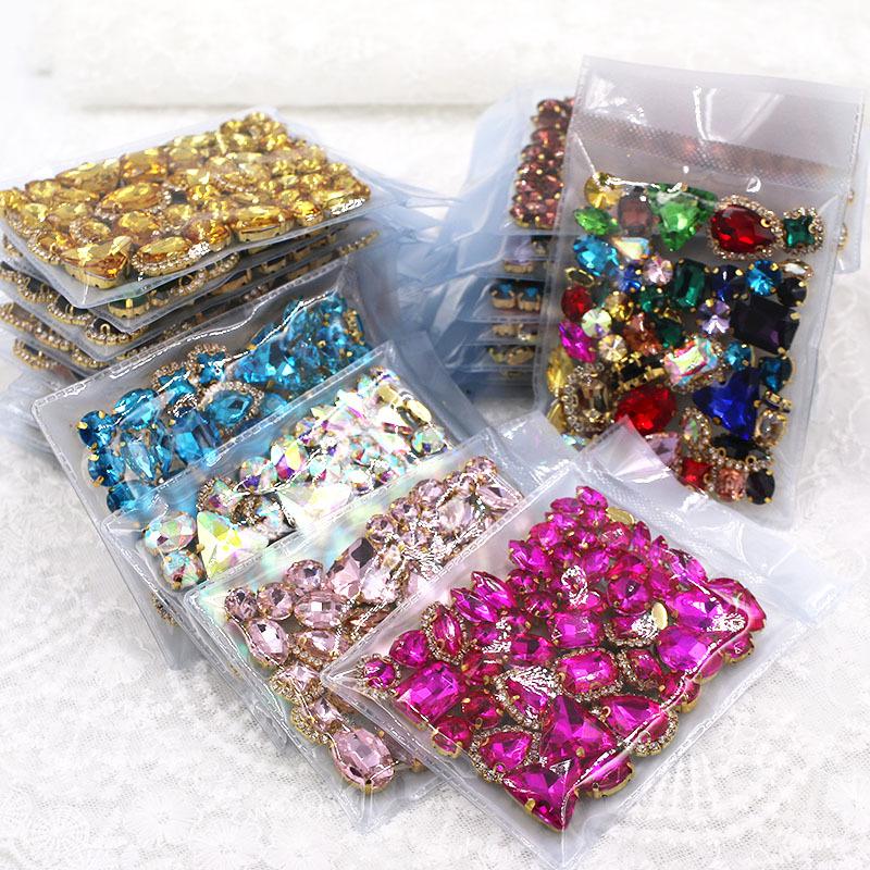Mixed 50-Piece Crystal Claw Chain Set for DIY Wedding Dress & Headdress Accessories
