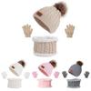 3 Stück Baby Mütze Schal Winter Gestrickt Polyester Beanie Kleinkind Mütze Kinder Junge Mädchen Säugling Flacher Rand Bommel Mützen Set Warm