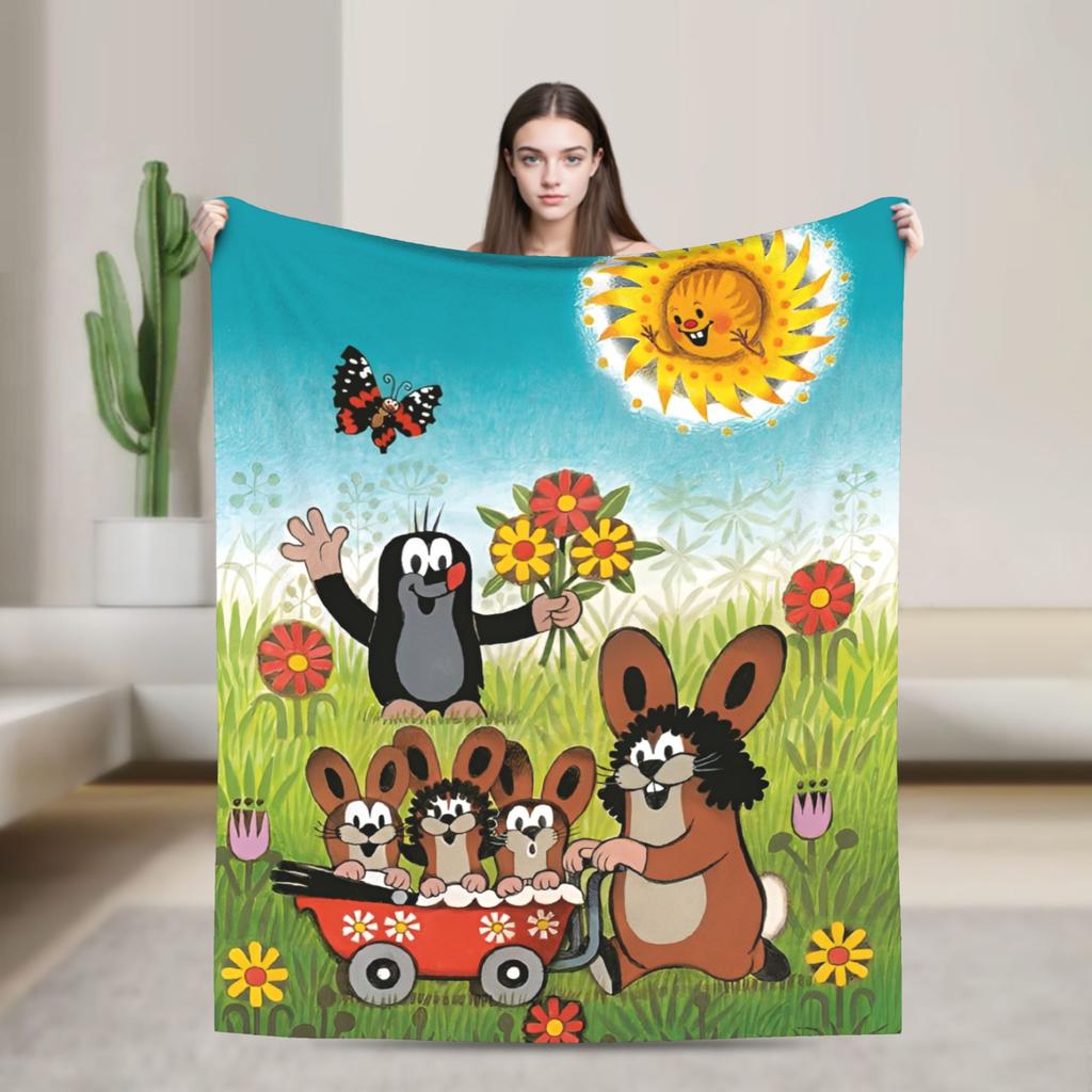Der kleine Maulwurf Warme Decke Kinder Plüsch Überwurf Ästhetisch Outdoor Flanell Bettüberwurf Sofa Bettbezug