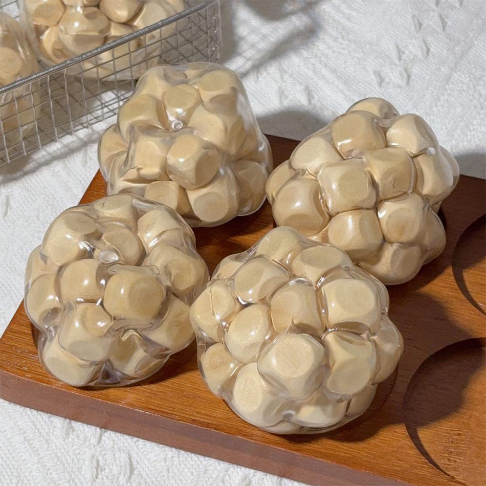 

Wooden Cube Noisy Squeeze Ball, Creative Clear Shell Squishy Toy, Crunchy Sound Stress Relief Fidget for Adults Kids United States
