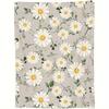 Cozy Daisy Pattern Throw Blanket - Vintage Bohemian Botanical Floral Motif Soft Lightweight Accent for Sofa Bed Travel Office