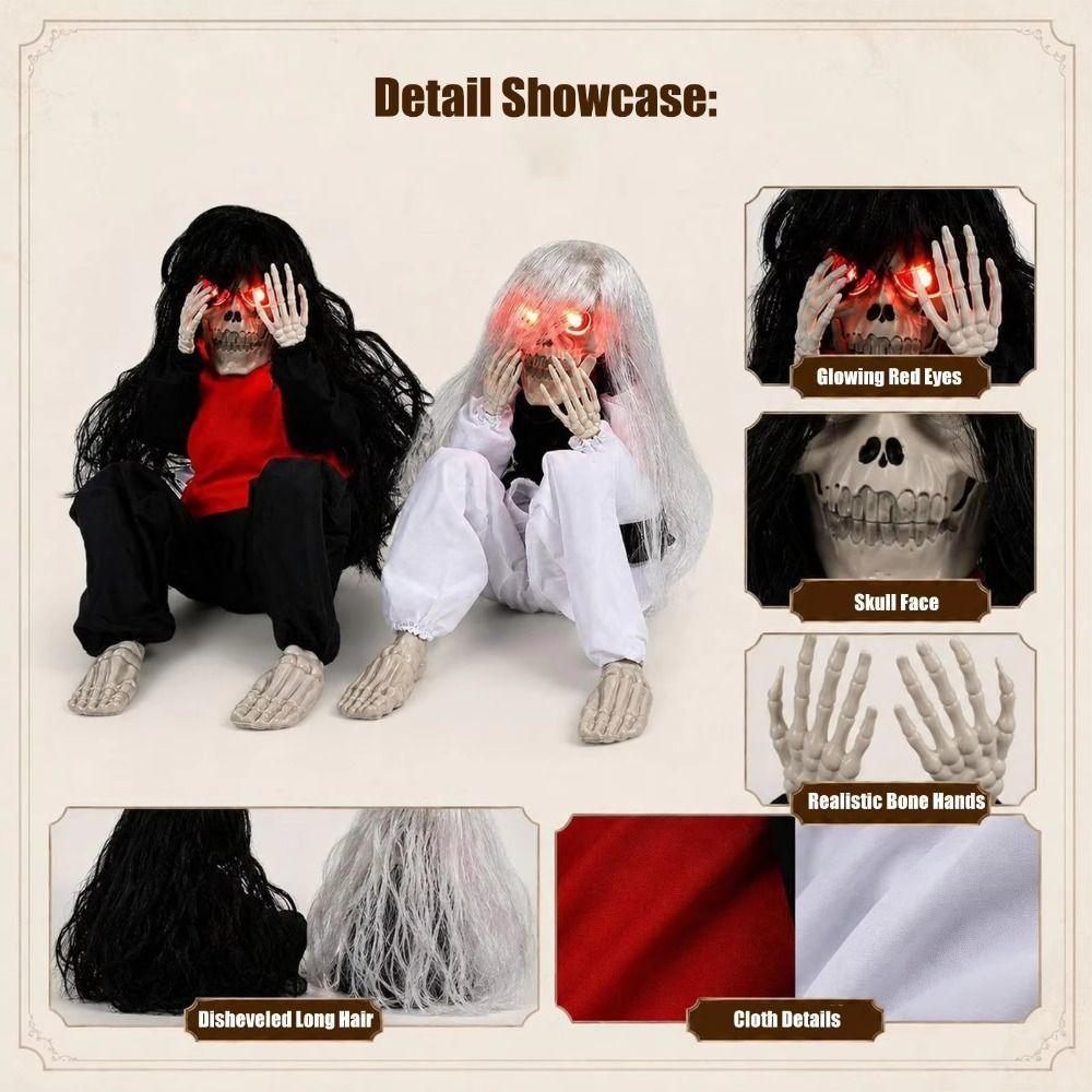 Eerie Sound Crying Skeleton Vibrating Motion Haunted House Decor Ghost Prop Bar Decoration