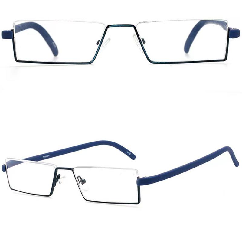 Metal Anti-Blue Light Reading Glasses Men Half Frame Prescription Eyeglasses Male Eyewear With Case +1.0 1.5 2.0 2.5 3.0 3.5 4.0