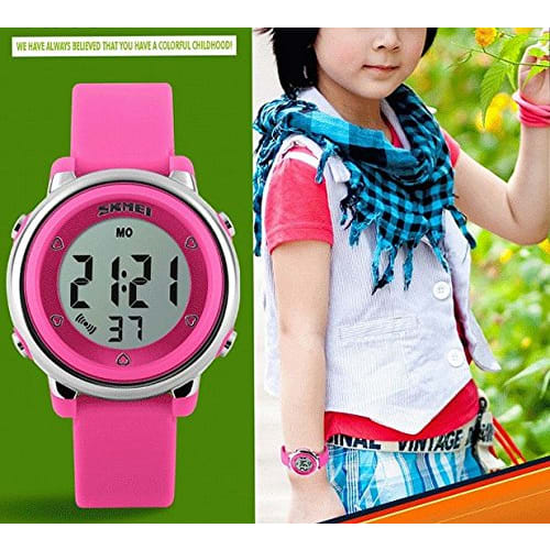 GAWZ JAPAN Kids' & Women's Round Digital Watch with Silicone Band, Perfect for Elementary School Students (Time Pre-Setting, Inspected in Japan), Wate