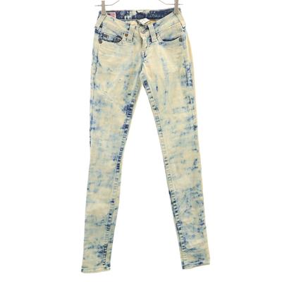 Crash Machining Skinny Denim Pants W24 Chemical Wash Jeans Women Used