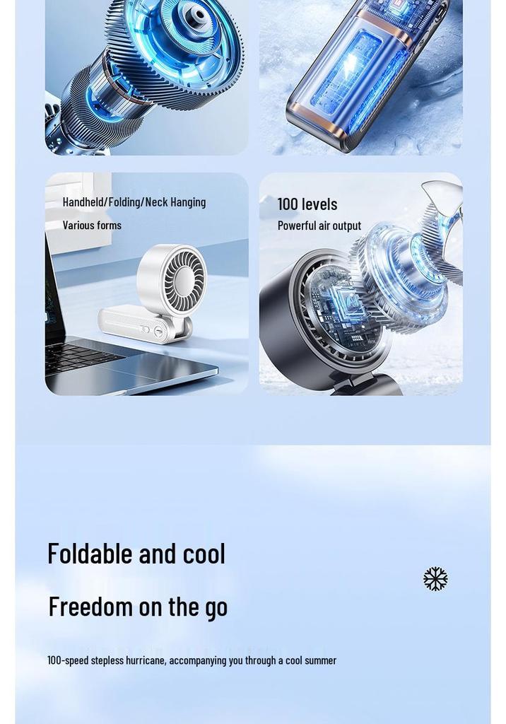 Genuine Handheld Semiconductor Cooling Fan with Ice Pack for Home, Office, and Outdoor Use - Foldable Design