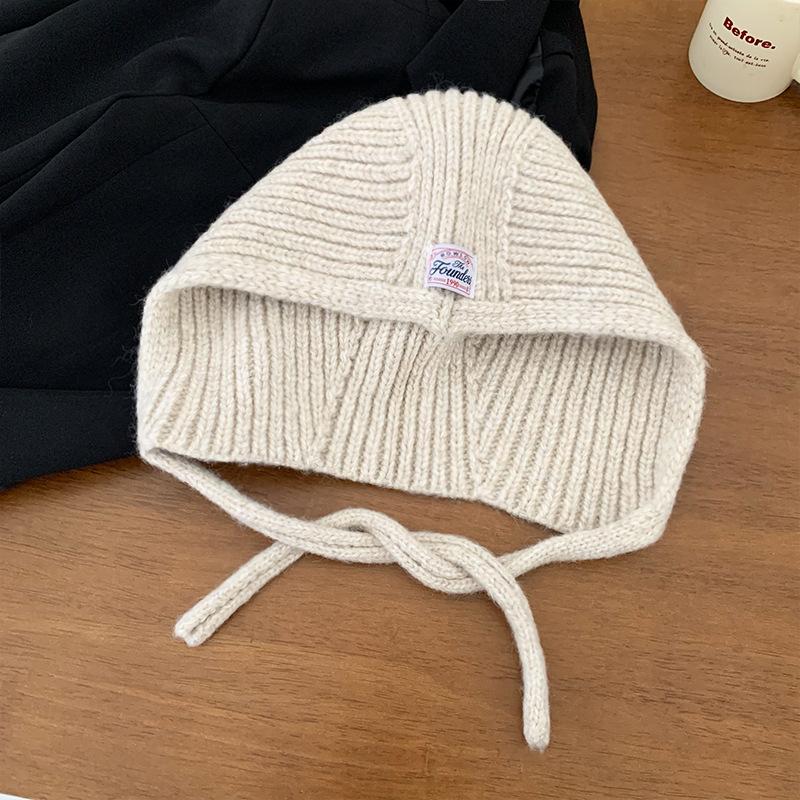 Korean Knitted Balaclava for Women In Autumn and Winter with Large Head Circumference Small Face Warm Ear Protection  Woolen Hat  Pullover Hat