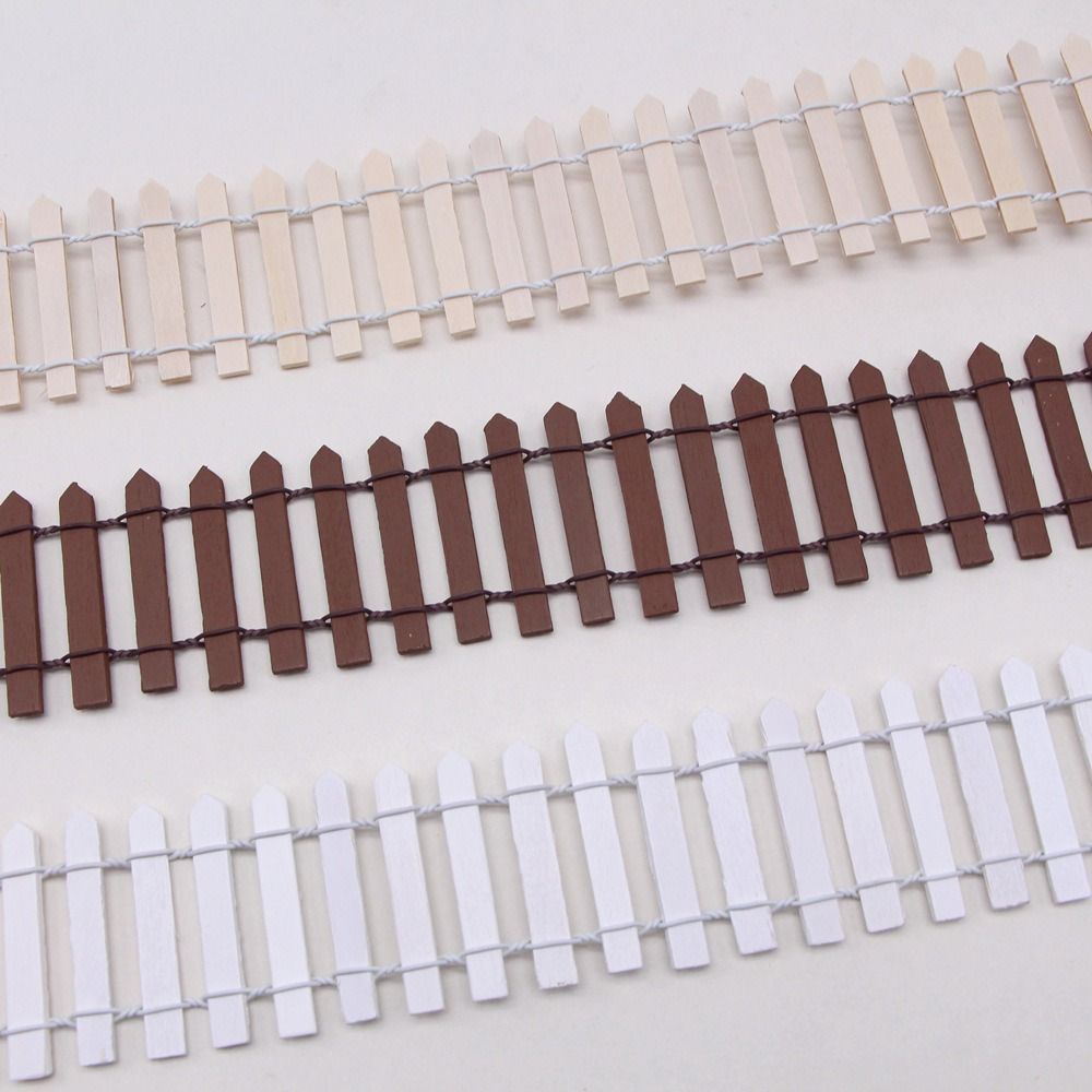 90x5cm Micro Landscape Fence Natural Wood Miniature Picket Fence Gardening Decoration