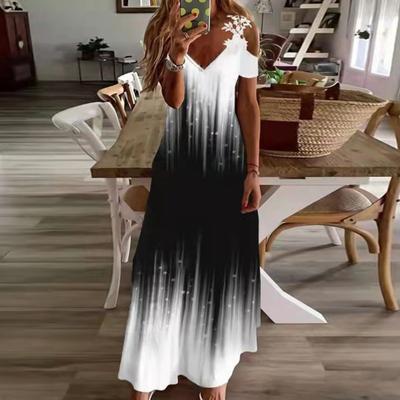 Formal Dress Floral Print Lace Summer Loose-fitting A-Line Maxi Dress for Banquet