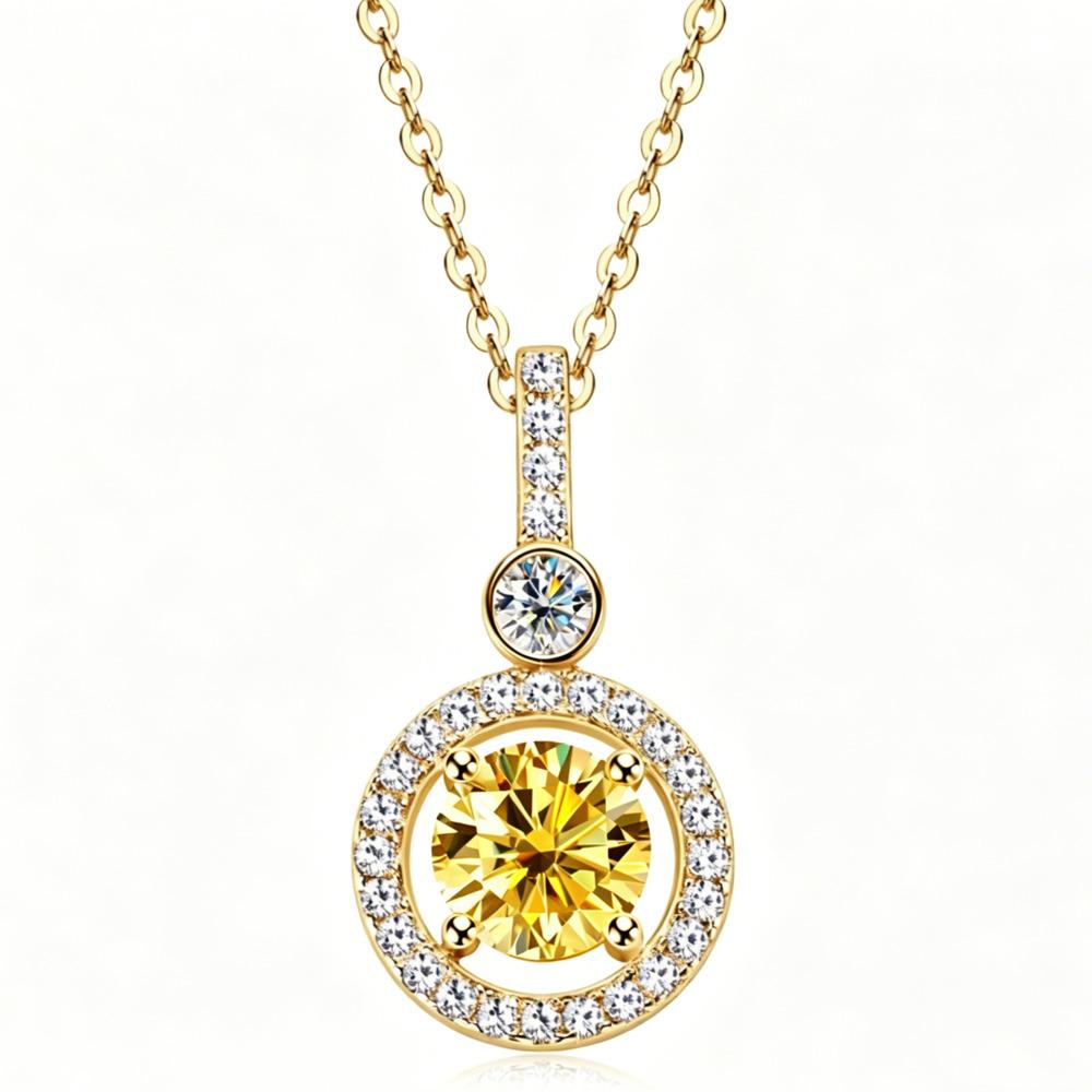 6.5mm Fashion High End Full Moissanite Necklace Ins Trendy Round Moissanite Pendant D VVS1 Exquisite Daily Jewelry