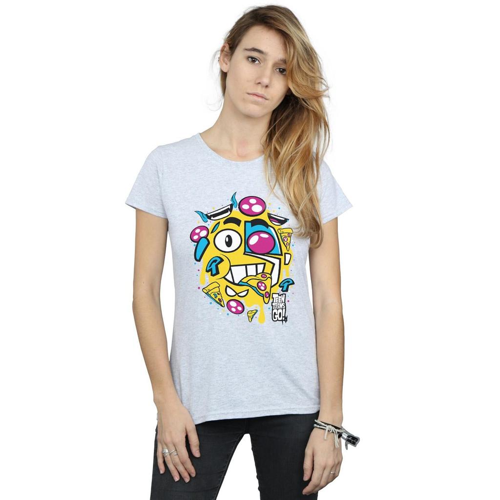 DC Comics Womens/Ladies Teen Titans Go Pizza Face Cotton T-Shirt