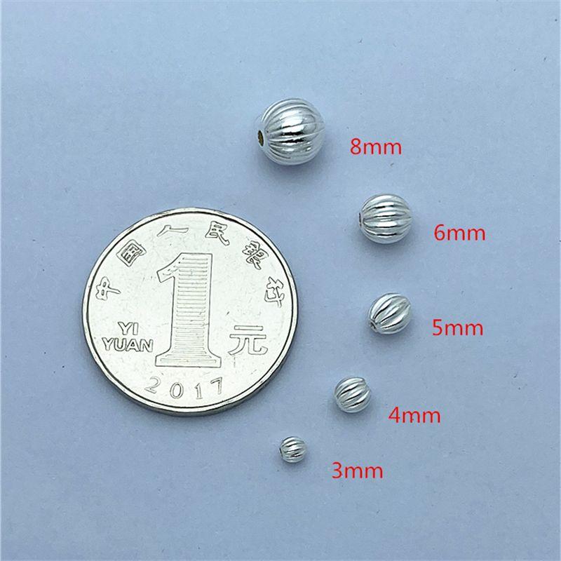 

Silver Lantern Beads Vertical Stripes Watermelon Beads Handmade DIY Necklace Carrying Strap Beaded round Beads Loose Beads Spacer Beads Accessories 6mm lantern beads (1)