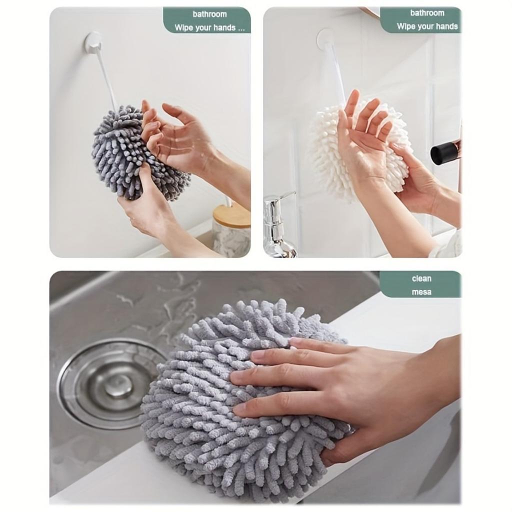 1PC Super Absorbent Chenille Towel Ball ,Quick Dry Thickened Kitchen Bathroom Towel with Hanging Loop.