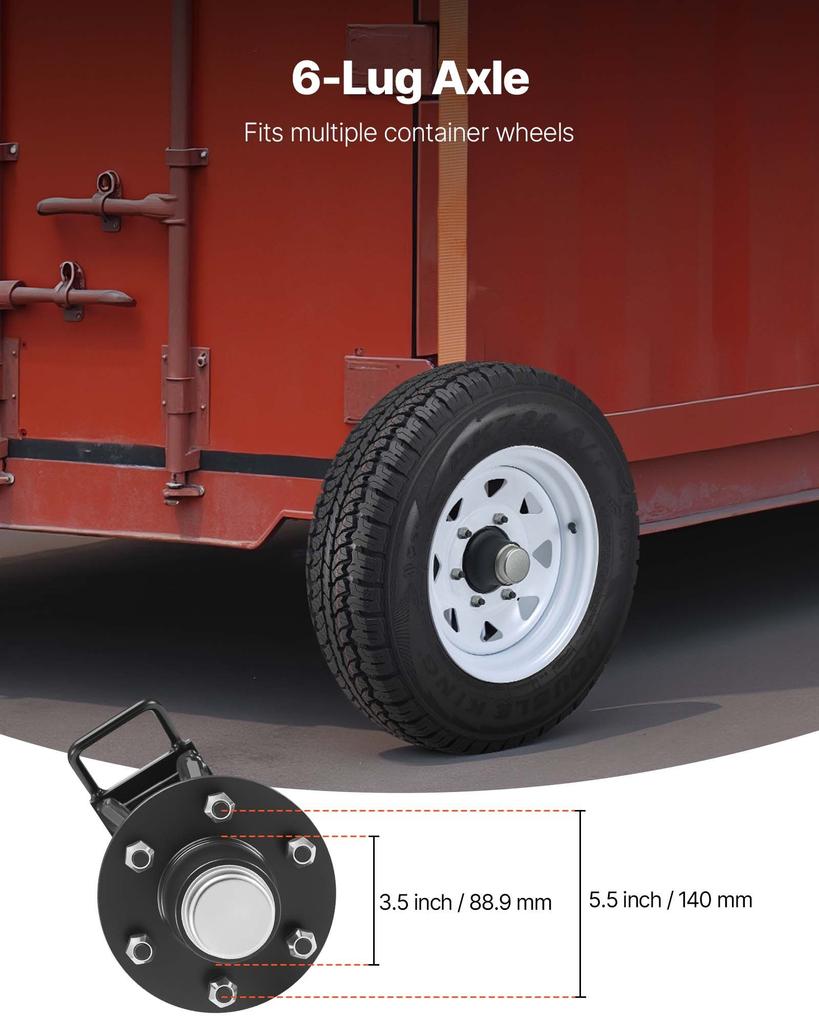 VEVOR Versandcontainer Räder 6-Loch Räder Kit, Heavy Duty Versandcontainer Achse mit Ratsche Zurrgurt - Bewegt 6 m-12 m, Sicherer Transport für Dock