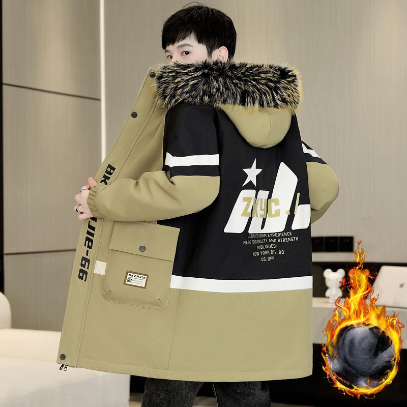 

Зимняя куртка из полиэстера с флисовой подкладкой, повседневное пальто с капюшоном и принтом в виде алфавита, стандартный крой, с застежкой-молнией, длинными рукавами и карманами для подростков, XL