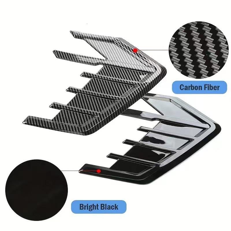 2pcs Universal Car Air Flow Fender Hood Intake Vent Cover Trim Carbon Fiber Side Wing Decals Body Ventilation Sticker