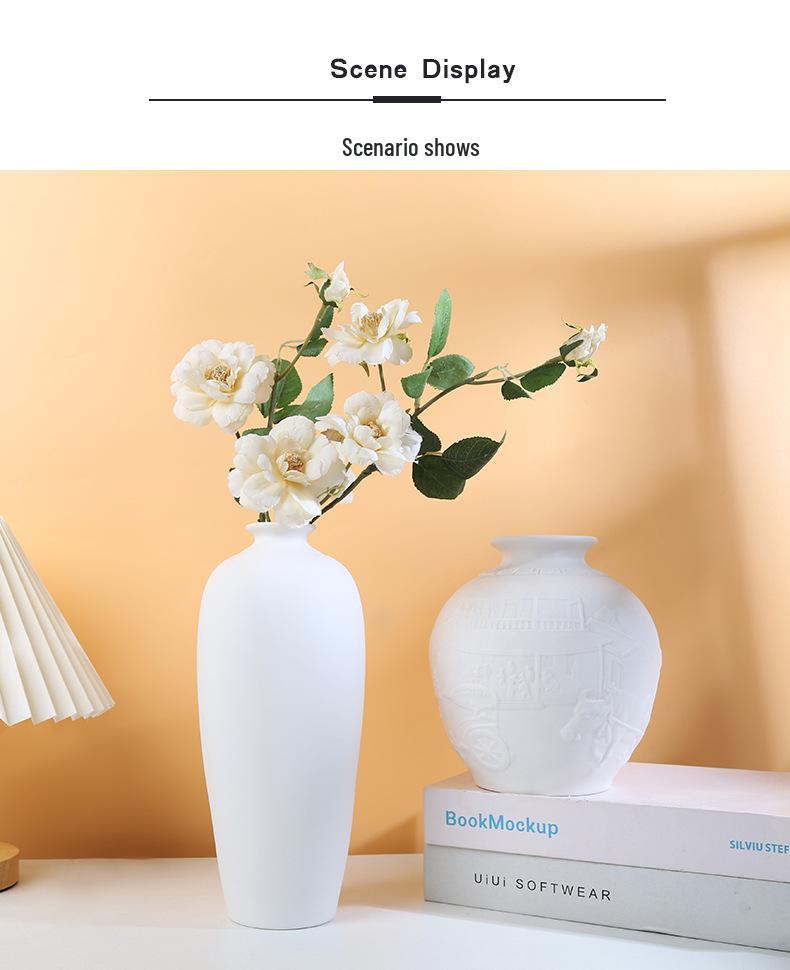 Nordic White Ceramic Vase for Fresh or Dried Flowers - Minimalist Living Room Decor
